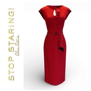 Stop Staring! Vintage-Style Red Polka-Dot Retro Pinup Dress Size Small